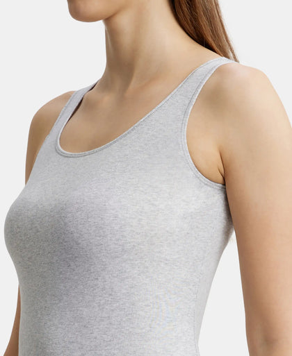 Super Combed Cotton Rib Fabric Inner Tank Top With StayFresh Treatment - Steel Grey Melange