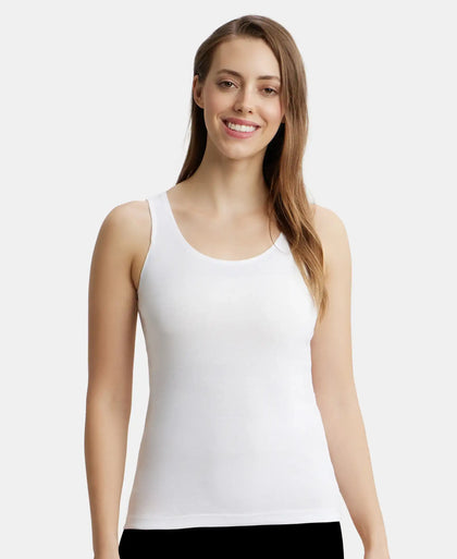 Super Combed Cotton Rib Fabric Inner Tank Top With StayFresh Treatment - White