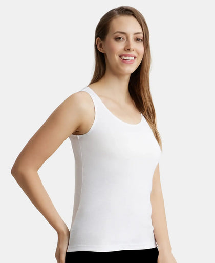 Super Combed Cotton Rib Fabric Inner Tank Top With StayFresh Treatment - White