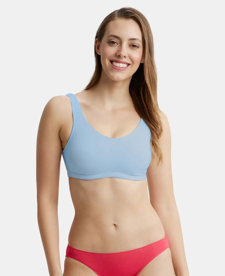 Super Combed Cotton Elastane Stretch Slip On Lounge Bra With StayFresh Treatment - Angel Falls