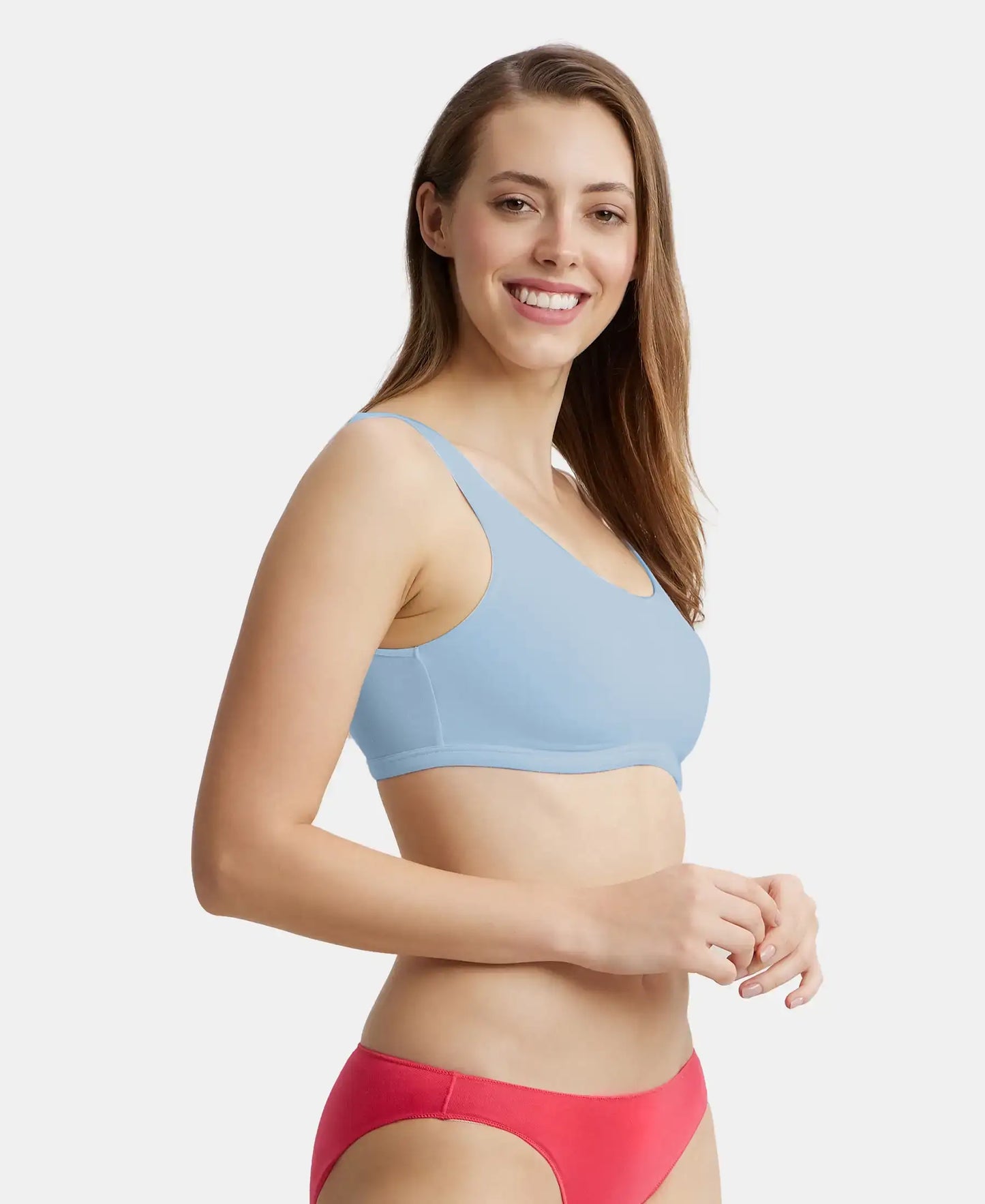 Super Combed Cotton Elastane Stretch Slip On Lounge Bra With StayFresh Treatment - Angel Falls