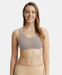 Super Combed Cotton Elastane Stretch Slip On Lounge Bra With StayFresh Treatment - Mocha