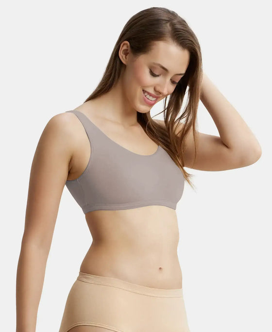 Super Combed Cotton Elastane Stretch Slip On Lounge Bra With StayFresh Treatment - Mocha