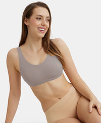 Super Combed Cotton Elastane Stretch Slip On Lounge Bra With StayFresh Treatment - Mocha