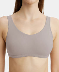 Super Combed Cotton Elastane Stretch Slip On Lounge Bra With StayFresh Treatment - Mocha