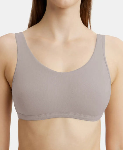 Super Combed Cotton Elastane Stretch Slip On Lounge Bra With StayFresh Treatment - Mocha