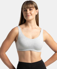 Super Combed Cotton Elastane Stretch Slip On Lounge Bra With StayFresh Treatment - Steel Grey Melange-1