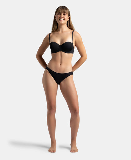 Medium Coverage Micro Modal Elastane Stretch Bikini With Concealed Waistband and StayFresh Treatment - Black & Skin (Pack of 2)