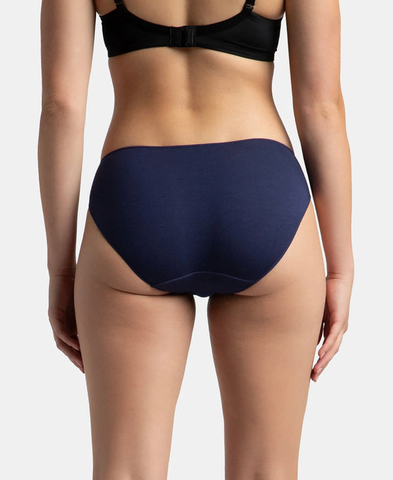 Medium Coverage Micro Modal Elastane Stretch Bikini With Concealed Waistband and StayFresh Treatment - Cashmere Rose & Classic Navy (Pack of 2)