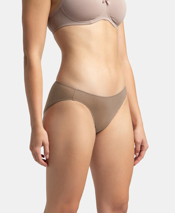 Medium Coverage Micro Modal Elastane Stretch Bikini With Concealed Waistband and StayFresh Treatment - Deep Taupe