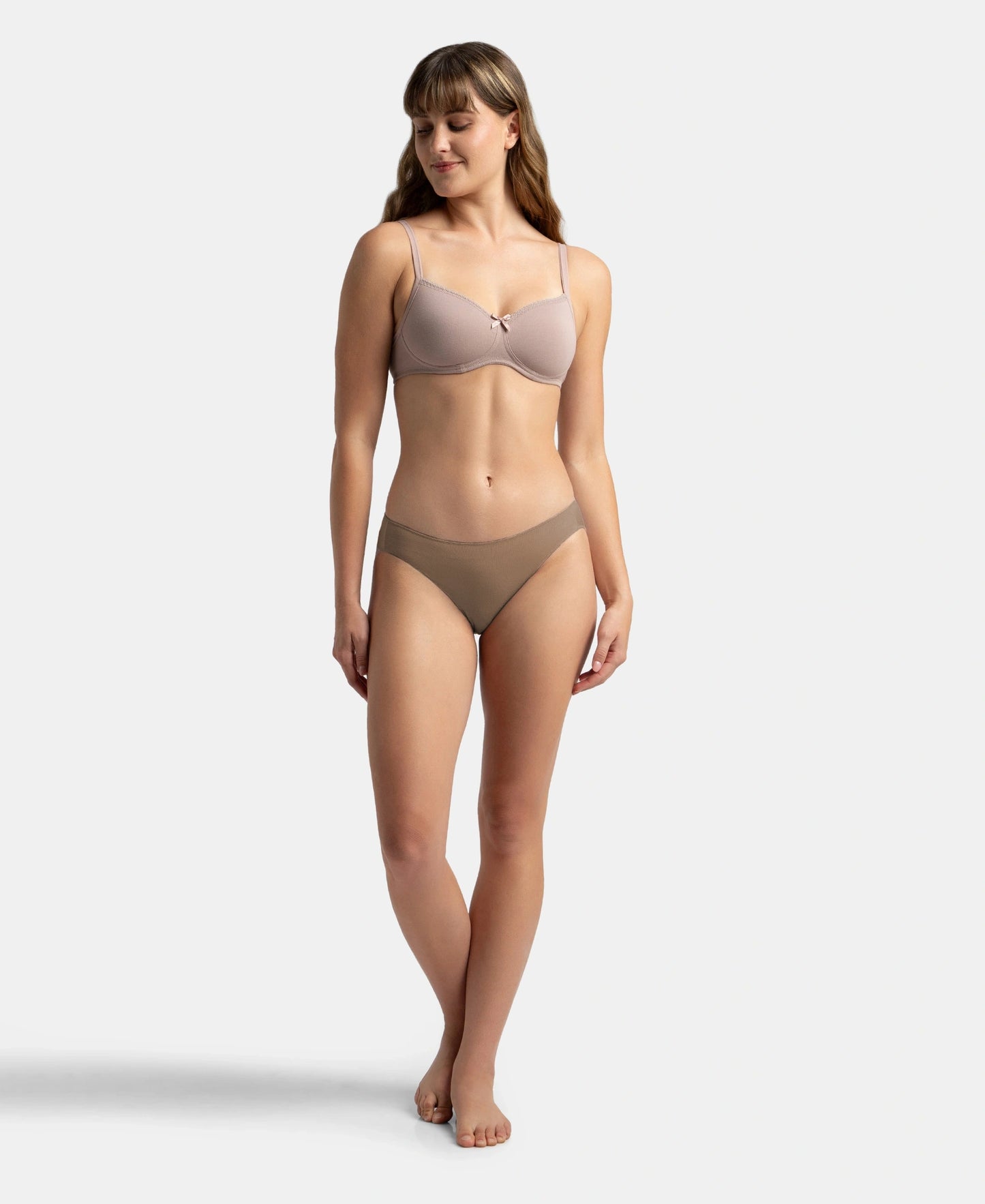 Medium Coverage Micro Modal Elastane Stretch Bikini With Concealed Waistband and StayFresh Treatment - Deep Taupe