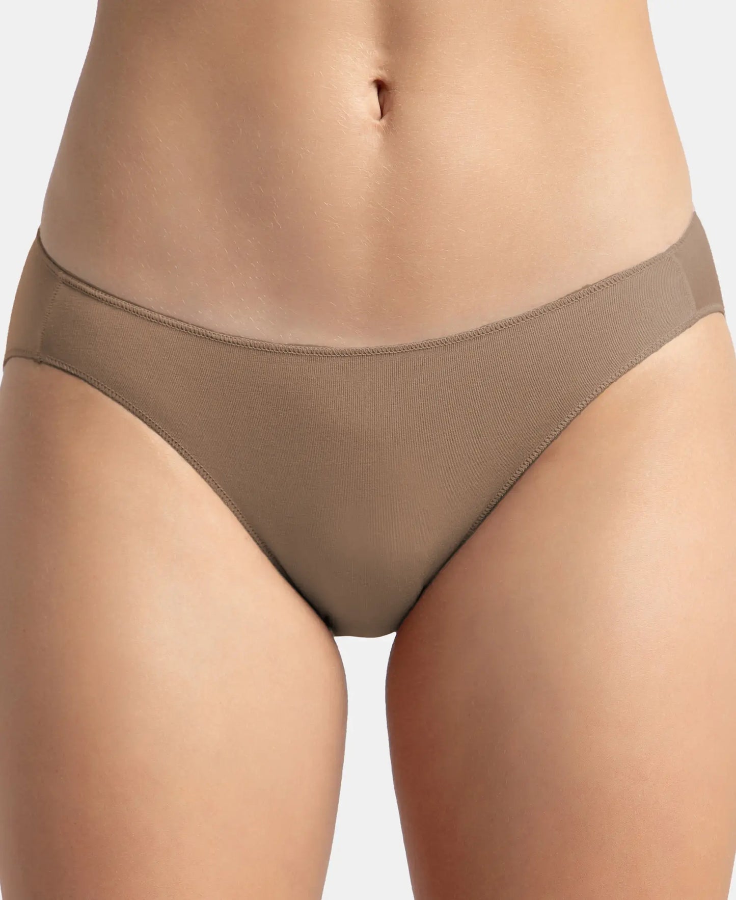 Medium Coverage Micro Modal Elastane Stretch Bikini With Concealed Waistband and StayFresh Treatment - Deep Taupe