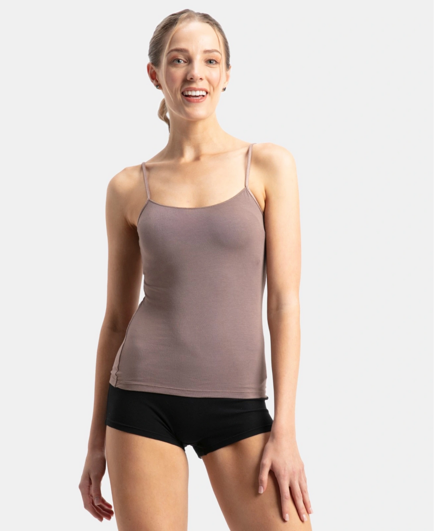 Micro Modal Elastane Stretch Camisole with Adjustable Straps and StayFresh Treatment - Deep Taupe