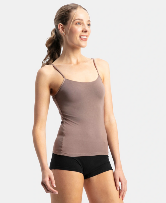 Micro Modal Elastane Stretch Camisole with Adjustable Straps and StayFresh Treatment - Deep Taupe