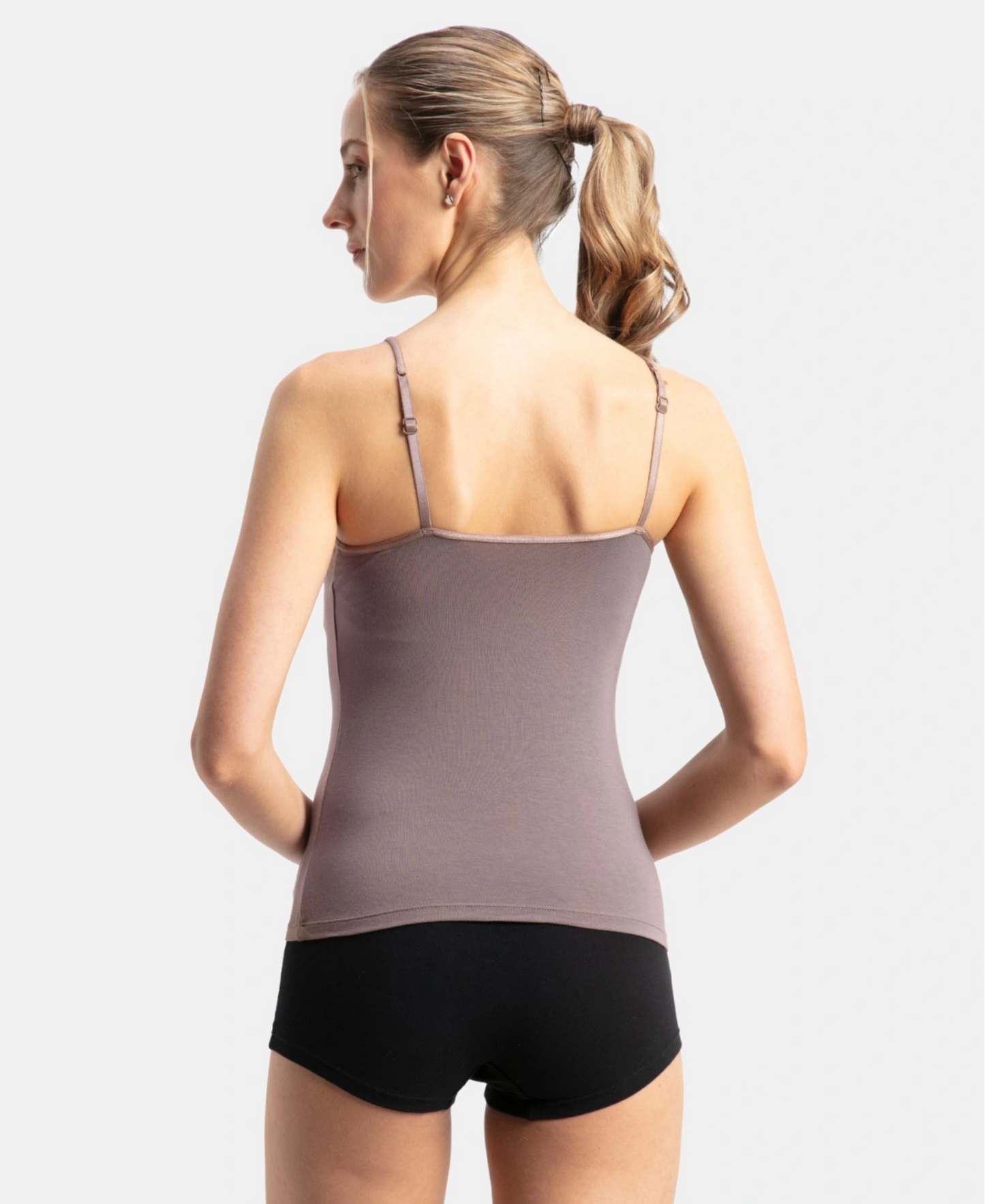 Micro Modal Elastane Stretch Camisole with Adjustable Straps and StayFresh Treatment - Deep Taupe