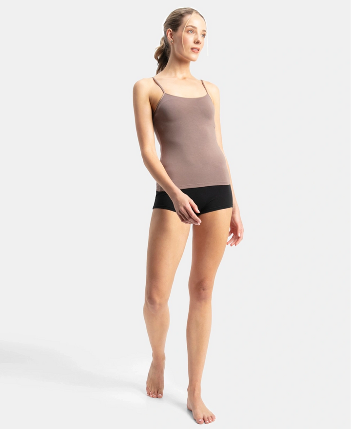 Micro Modal Elastane Stretch Camisole with Adjustable Straps and StayFresh Treatment - Deep Taupe