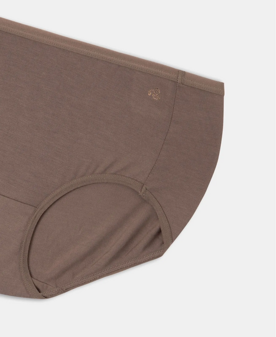 Full Coverage Micro Modal Elastane Stretch Full Brief With Exposed Waistband and StayFresh Treatment - Deep Taupe