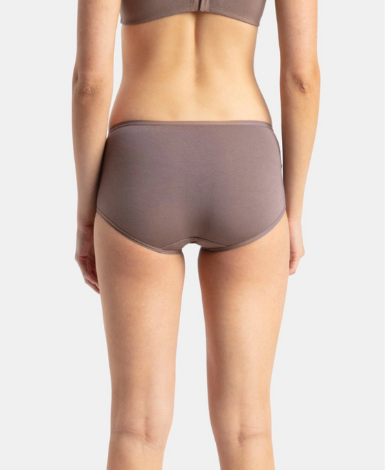 Full Coverage Micro Modal Elastane Stretch Full Brief With Exposed Waistband and StayFresh Treatment - Deep Taupe