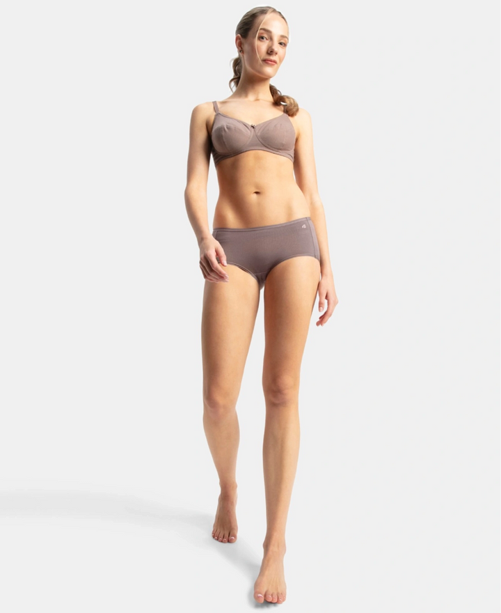 Full Coverage Micro Modal Elastane Stretch Full Brief With Exposed Waistband and StayFresh Treatment - Deep Taupe