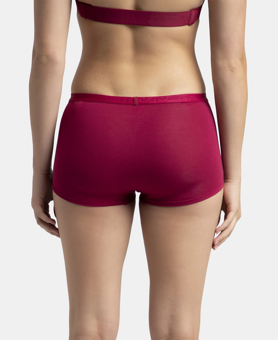 Full Coverage Micro Modal Elastane Stretch Boy Shorts with StayFresh Treatment - Anemone