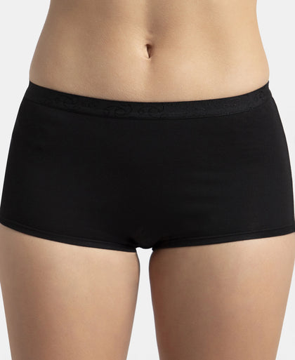 Full Coverage Micro Modal Elastane Stretch Boy Shorts with StayFresh Treatment - Black