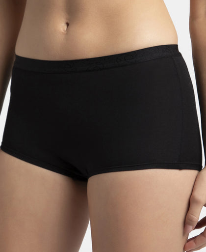 Full Coverage Micro Modal Elastane Stretch Boy Shorts with StayFresh Treatment - Black