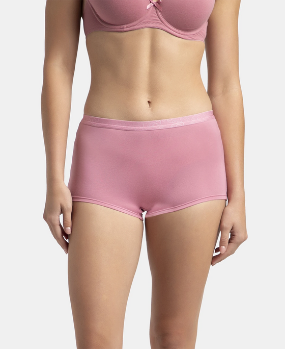 Full Coverage Micro Modal Elastane Stretch Boy Shorts with StayFresh Treatment - Cashmere Rose