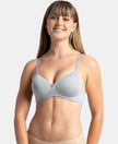 Wirefree Padded Microfiber Elastane Stretch Full Coverage T-Shirt Bra with Magic Under Cup - Lilac Grey
