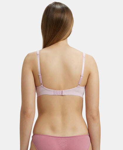 Wirefree Non Padded Soft Touch Microfiber Elastane Full Coverage Everyday Bra with Stylised Mesh Panel - Fragrant Lily-3