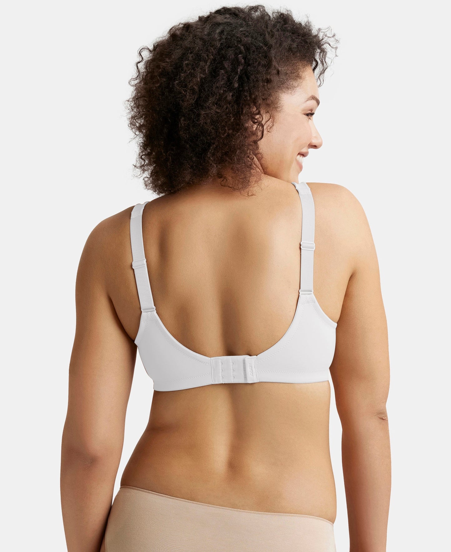 Wirefree Non Padded Soft Touch Microfiber Elastane Stretch Full Coverage Minimizer Bra with Broad Cushioned Fabric Strap - White
