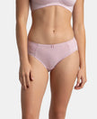 Full Coverage Soft Touch Microfiber Elastane Stretch Hipster with Lace Styling - Fragrant Lilac