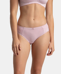 Full Coverage Soft Touch Microfiber Elastane Stretch Hipster with Lace Styling - Fragrant Lilac