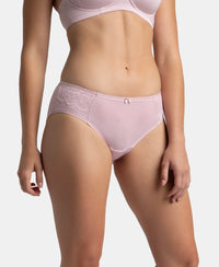 Full Coverage Soft Touch Microfiber Elastane Stretch Hipster with Lace Styling - Fragrant Lilac