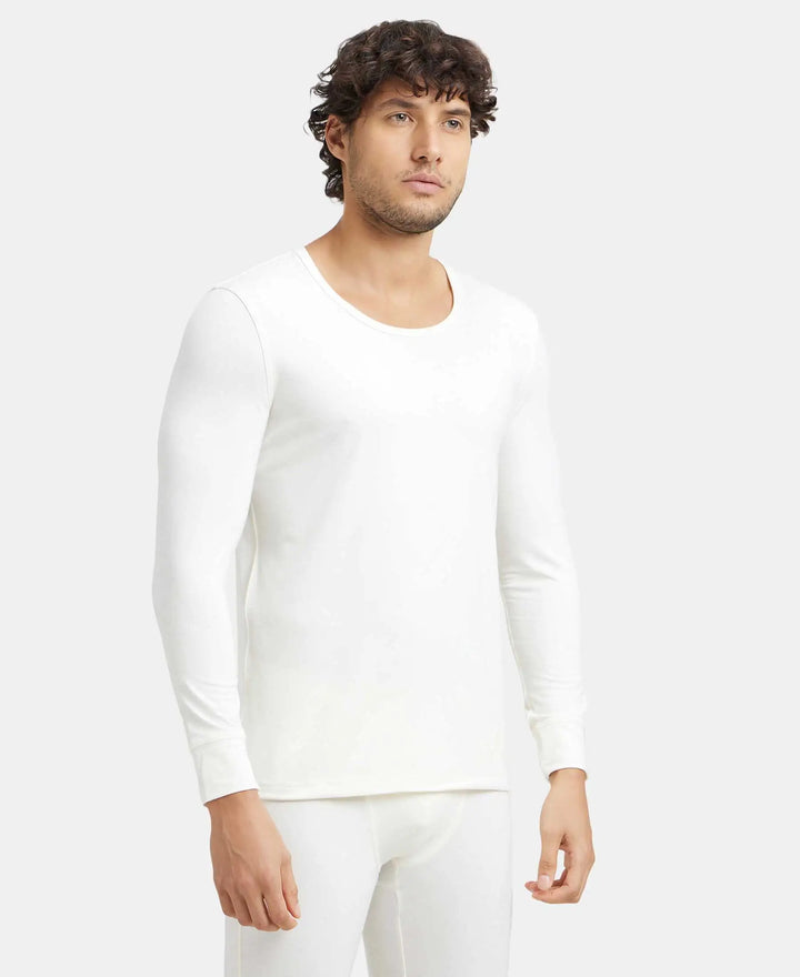 Soft Touch Microfiber Elastane Stretch Full Sleeve Thermal Undershirt with StayWarm Technology - Winter White-2