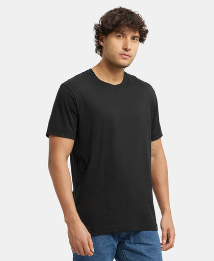 Super Combed Cotton Rich Round Neck Half Sleeve T-Shirt - Black-2