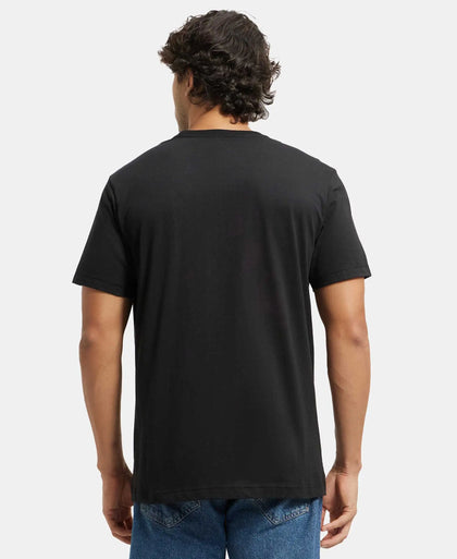 Super Combed Cotton Rich Round Neck Half Sleeve T-Shirt - Black-3