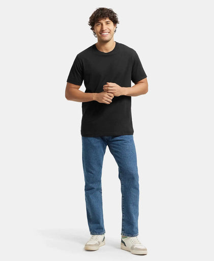 Super Combed Cotton Rich Round Neck Half Sleeve T-Shirt - Black-6