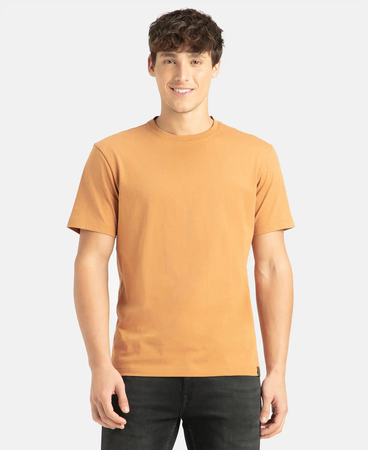 Super Combed Cotton Rich Round Neck Half Sleeve T-Shirt - Brown Sugar