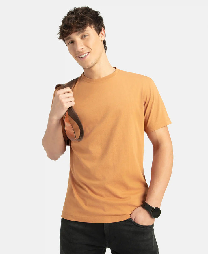 Super Combed Cotton Rich Round Neck Half Sleeve T-Shirt - Brown Sugar