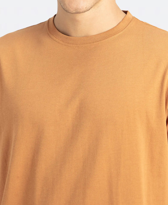 Super Combed Cotton Rich Round Neck Half Sleeve T-Shirt - Brown Sugar