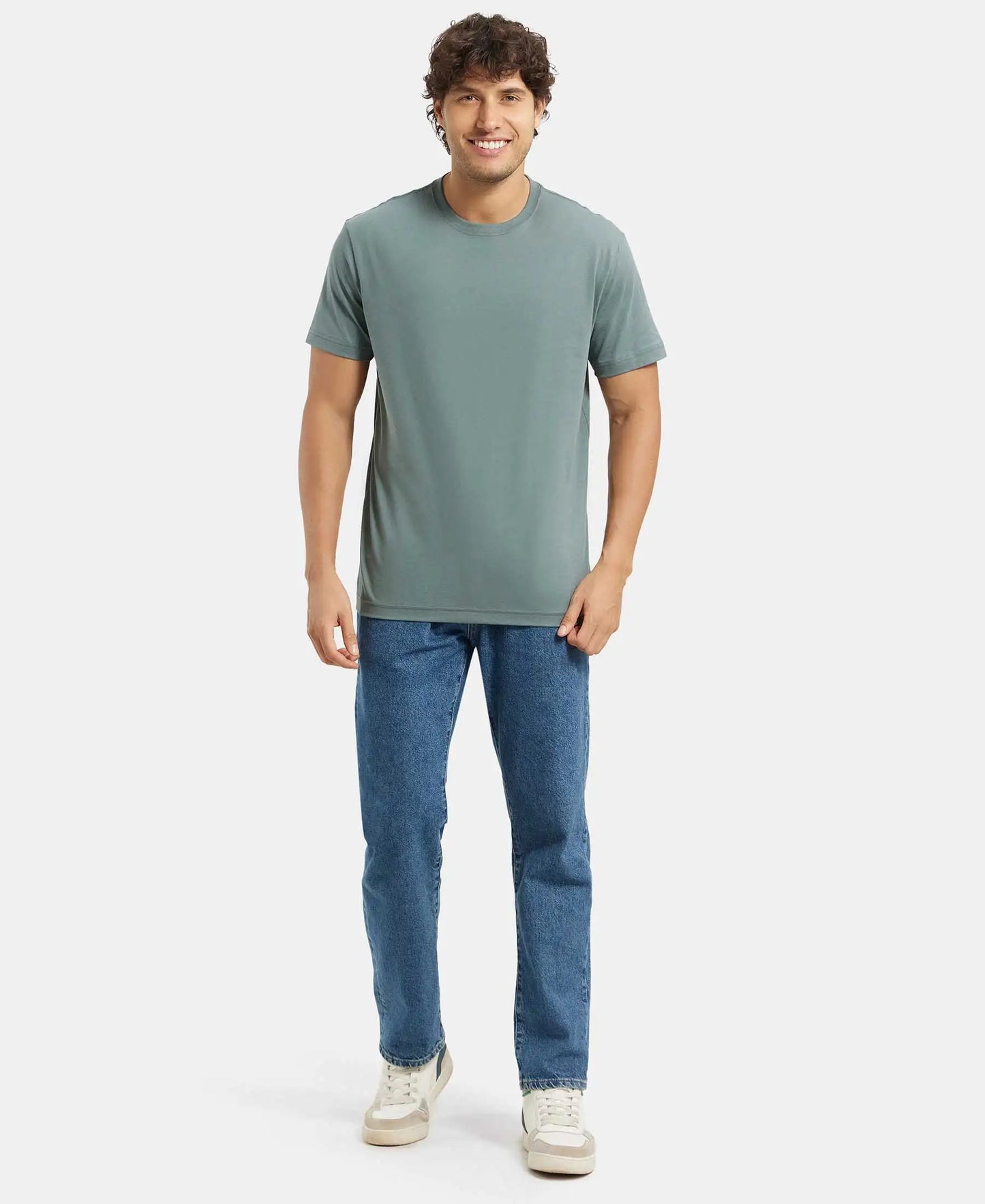 Super Combed Cotton Rich Round Neck Half Sleeve T-Shirt - Balsam Green-4