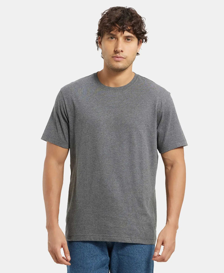 Super Combed Cotton Rich Round Neck Half Sleeve T-Shirt - Charcoal Melange-1