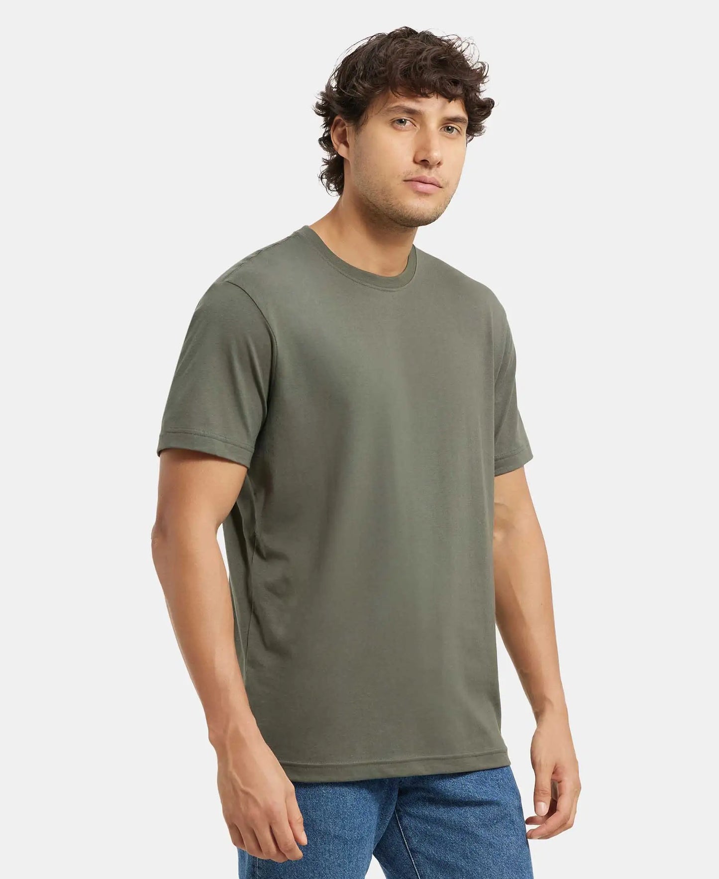 Super Combed Cotton Rich Round Neck Half Sleeve T-Shirt - Deep Olive-2