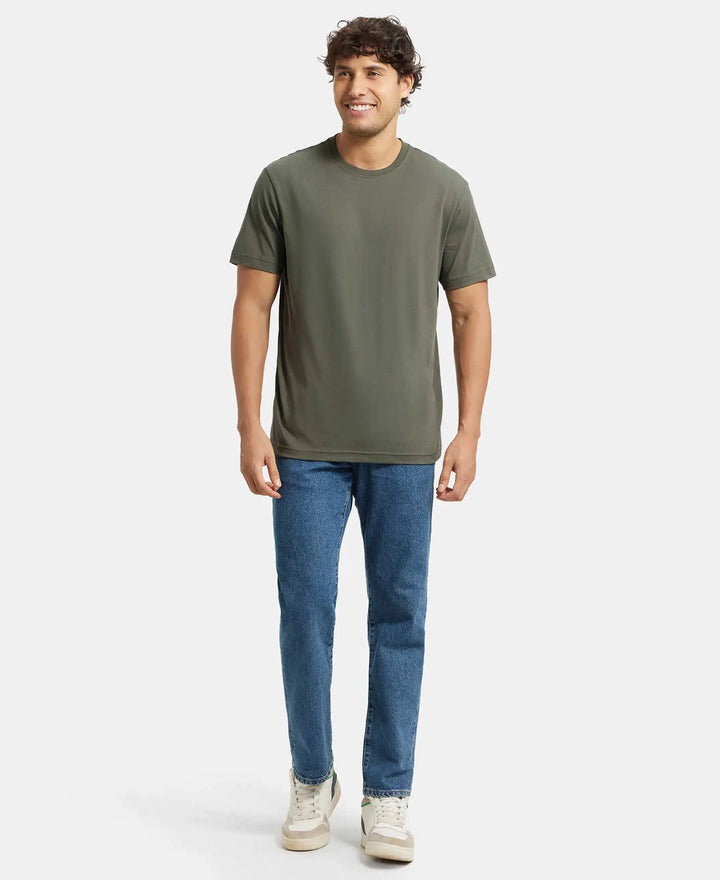 Super Combed Cotton Rich Round Neck Half Sleeve T-Shirt - Deep Olive-4