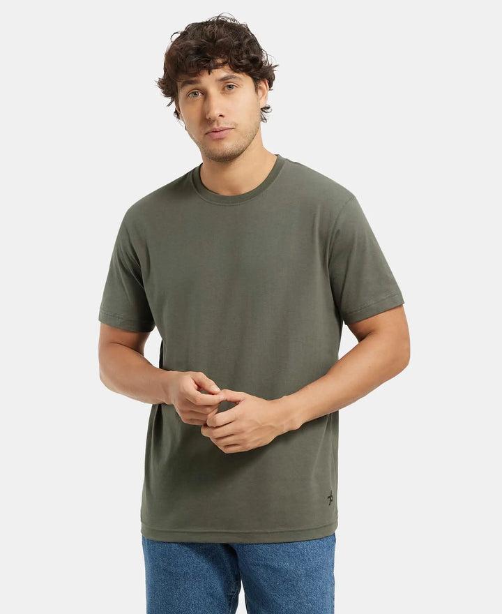 Super Combed Cotton Rich Round Neck Half Sleeve T-Shirt - Deep Olive-5