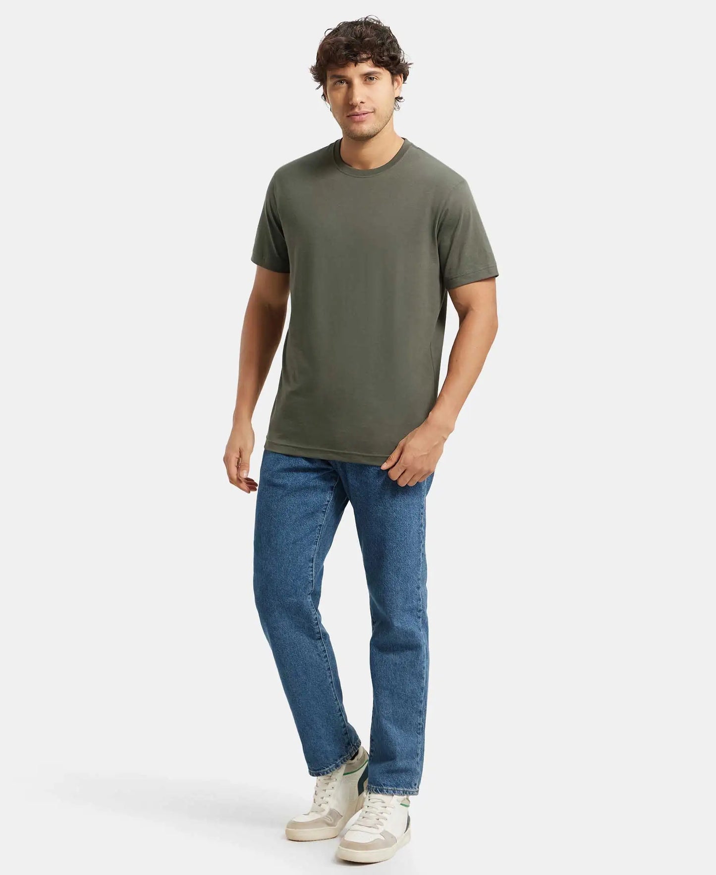 Super Combed Cotton Rich Round Neck Half Sleeve T-Shirt - Deep Olive-6