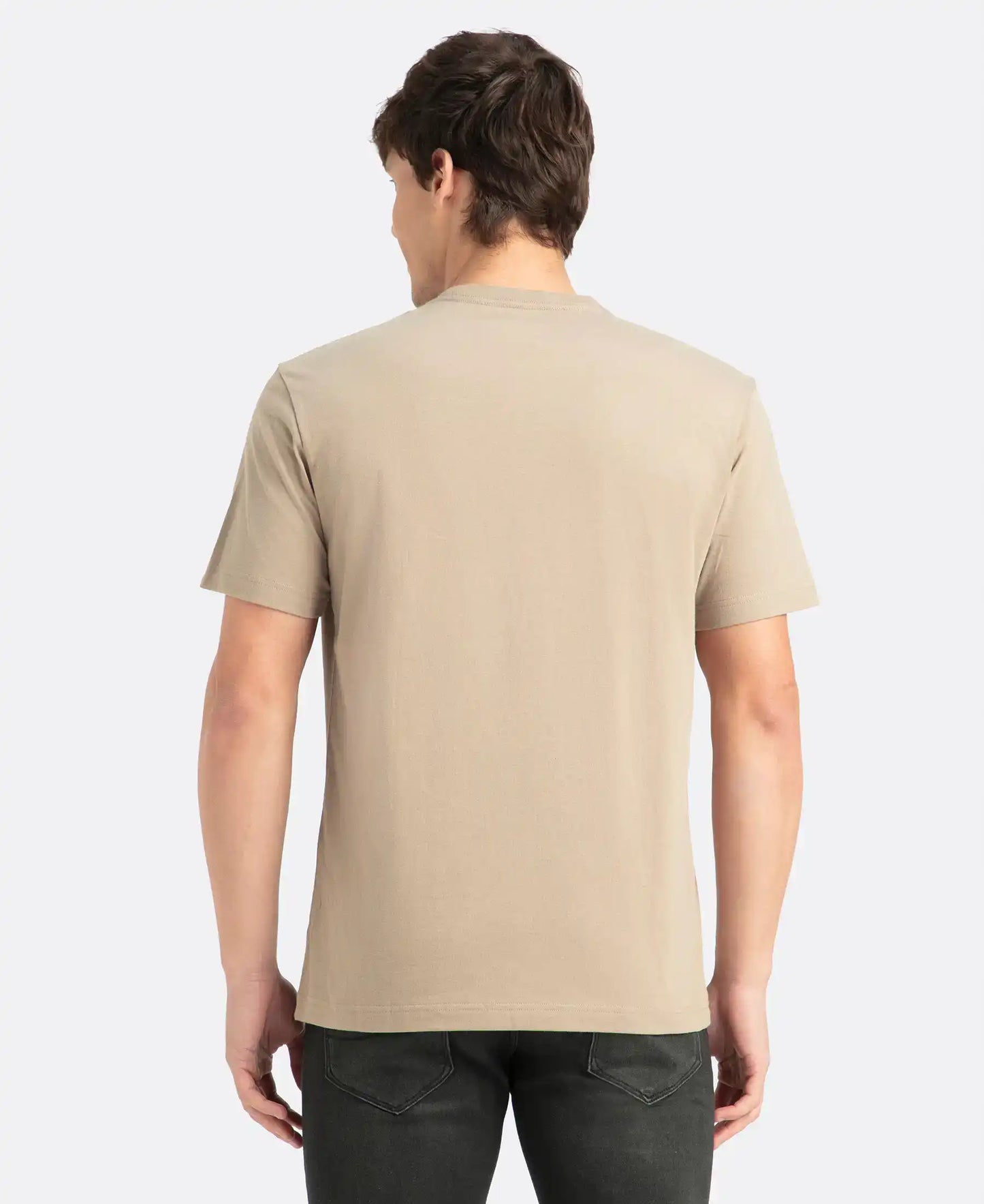 Super Combed Cotton Rich Round Neck Half Sleeve T-Shirt - Desert Taupe