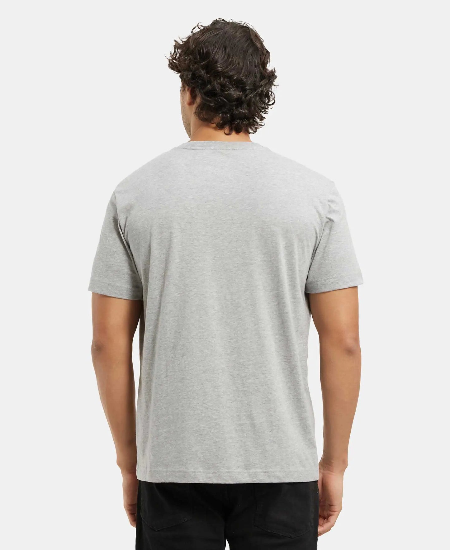 Super Combed Cotton Rich Round Neck Half Sleeve T-Shirt - Grey Melange-3