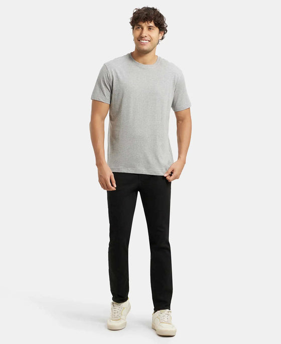 Super Combed Cotton Rich Round Neck Half Sleeve T-Shirt - Grey Melange-4