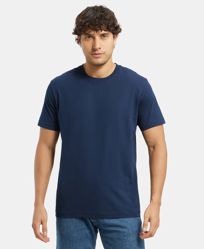 Pack of 2 Super Combed Cotton Rich Round Neck Half Sleeve T-Shirt - Navy & Black